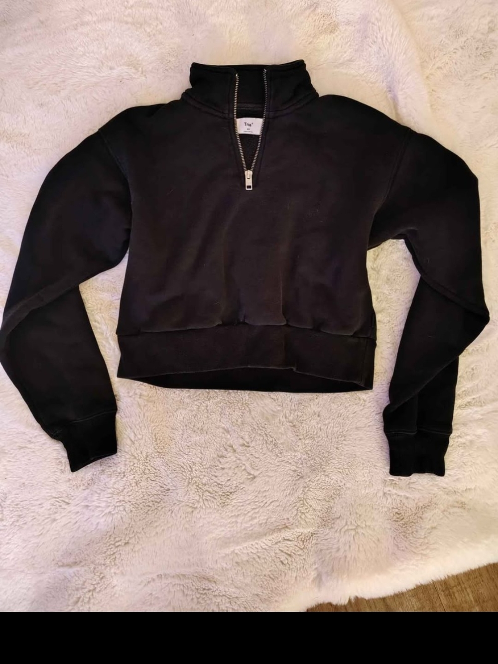 TNA Black Half-Zip Cropped Sweatshirt